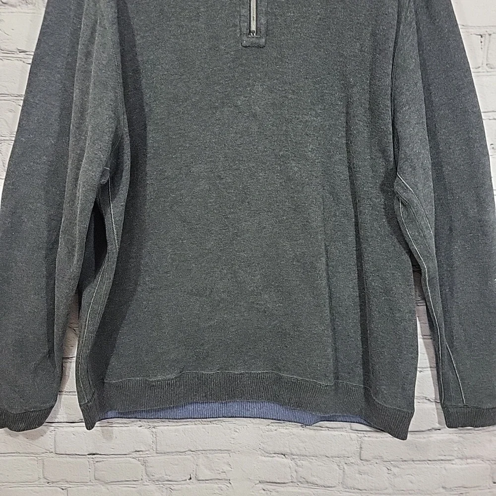 Tommy Bahama Sweater Mens Sz L Blue Gray Reversible Henley Pullover Measurements